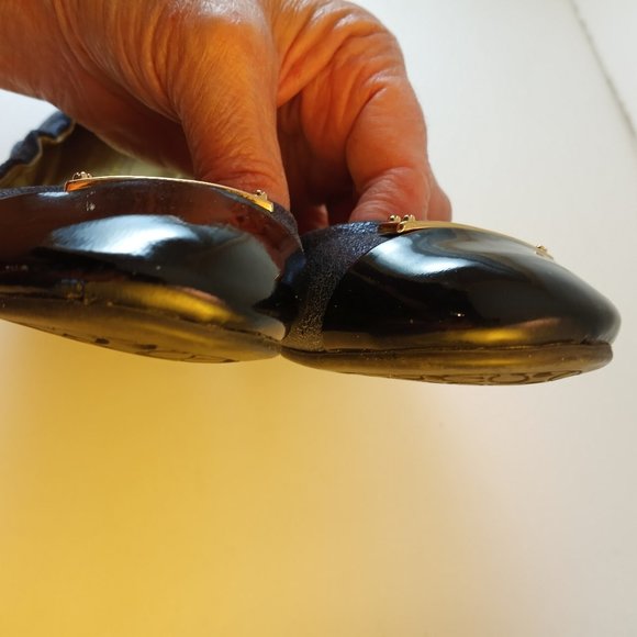 Coach Darsi Blue Metallic Black Cap Toe Slip on Ballet Flats size 7 - Picture 11 of 14